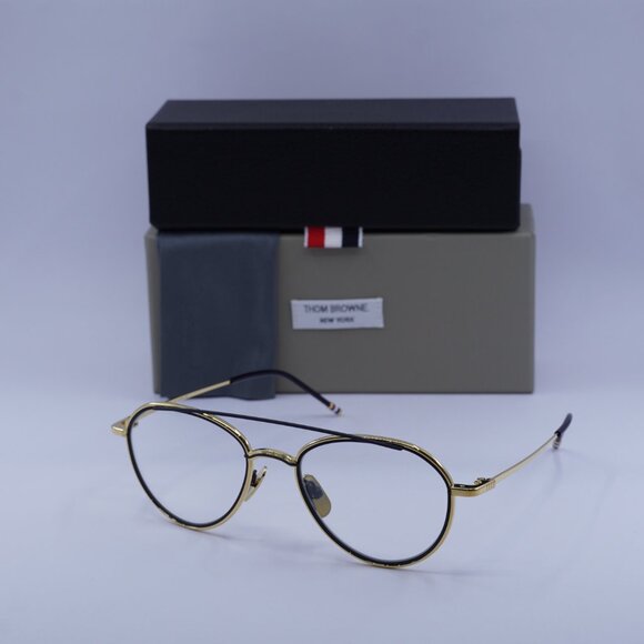 Thom Browne TB109-CGLDNVY53 Aviator Eyeglasses 53mm – Gold/Navy - Picture 5 of 9